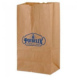 brown paper bag with logo