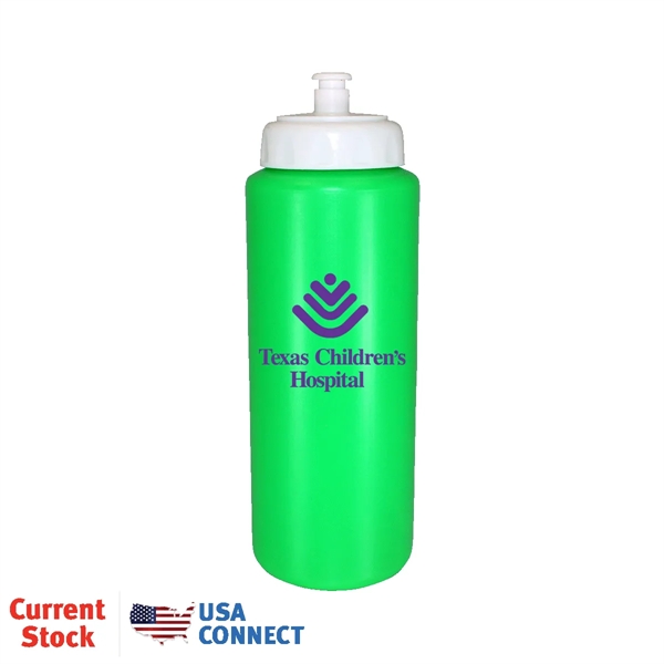 Neon Green color option for 32 Oz. Sports Bottle With Push 'N Pull Cap   Bpa Free