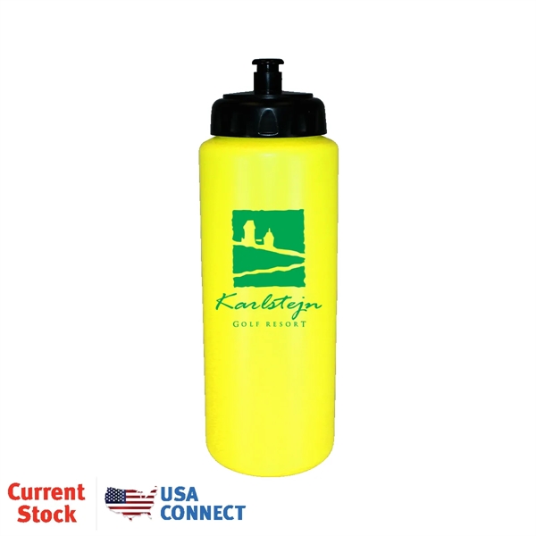 Neon Yellow color option for 32 Oz. Sports Bottle With Push 'N Pull Cap   Bpa Free