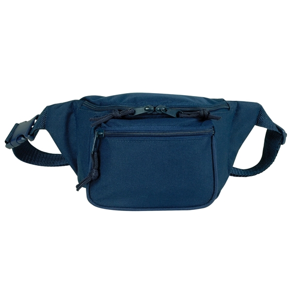 Navy Blue color option for 600 D Polyester Triple Zipper Fanny Pack