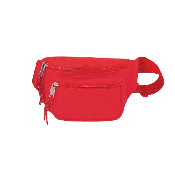 Red color option for 600 D Polyester Triple Zipper Fanny Pack