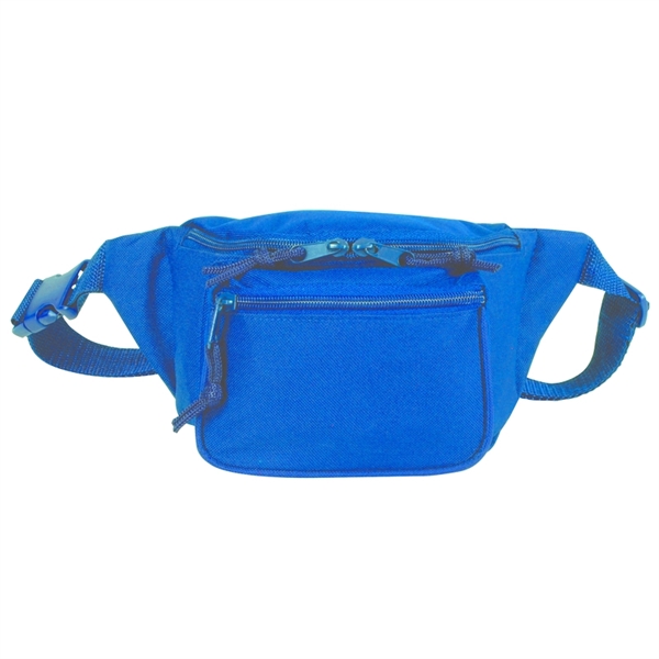 Royal Blue color option for 600 D Polyester Triple Zipper Fanny Pack