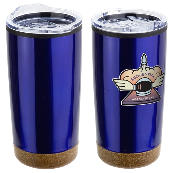 Bright Blue color option for 20 Oz Stainless Steel/Polypropylene Tumbler With Cork Base