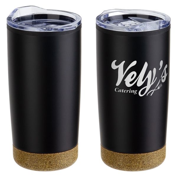 Medium Black color option for 20 Oz Stainless Steel/Polypropylene Tumbler With Cork Base