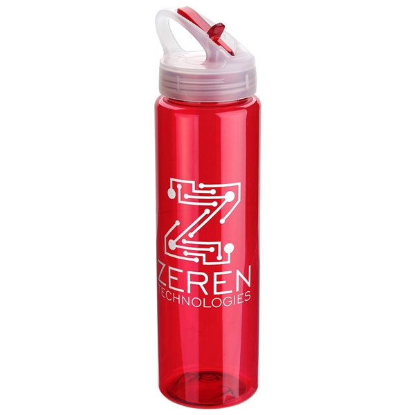 Clear Red color option for 32 Oz Pet Bottle With Flip Up Lid