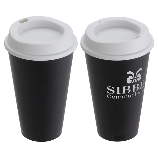 Black: White color option for 17 Oz Sustainable To Go Cup