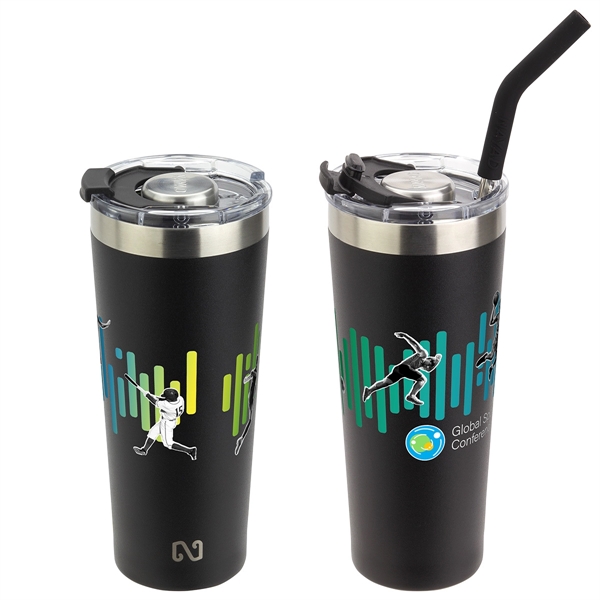 Medium Black color option for 22 Oz Stainless Steel Double Wall Tumbler With Straw