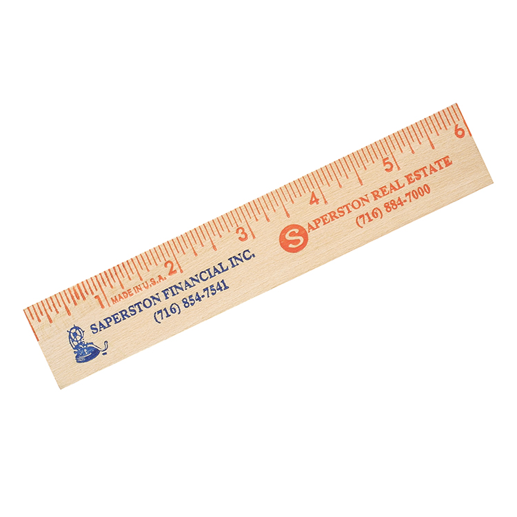 Wood color option for 6" Natural Finish Flat Wood Ruler