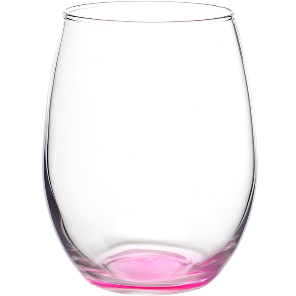 Pink color option for 15 Oz. Arc Perfection Stemless Wine Glasses With Colored Bottom