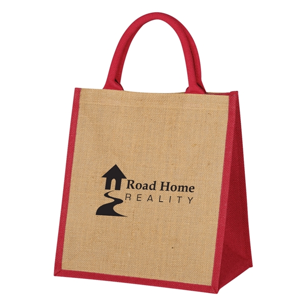 Natural With Red color option for Escape Jute Tote Bag