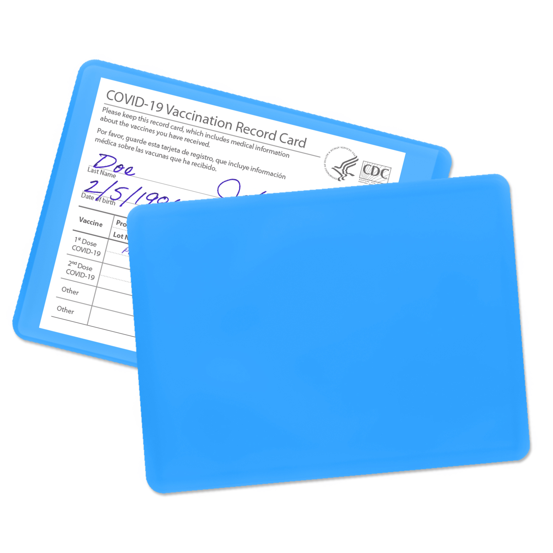 Bright Blue color option for Small Vaccination Card Holder