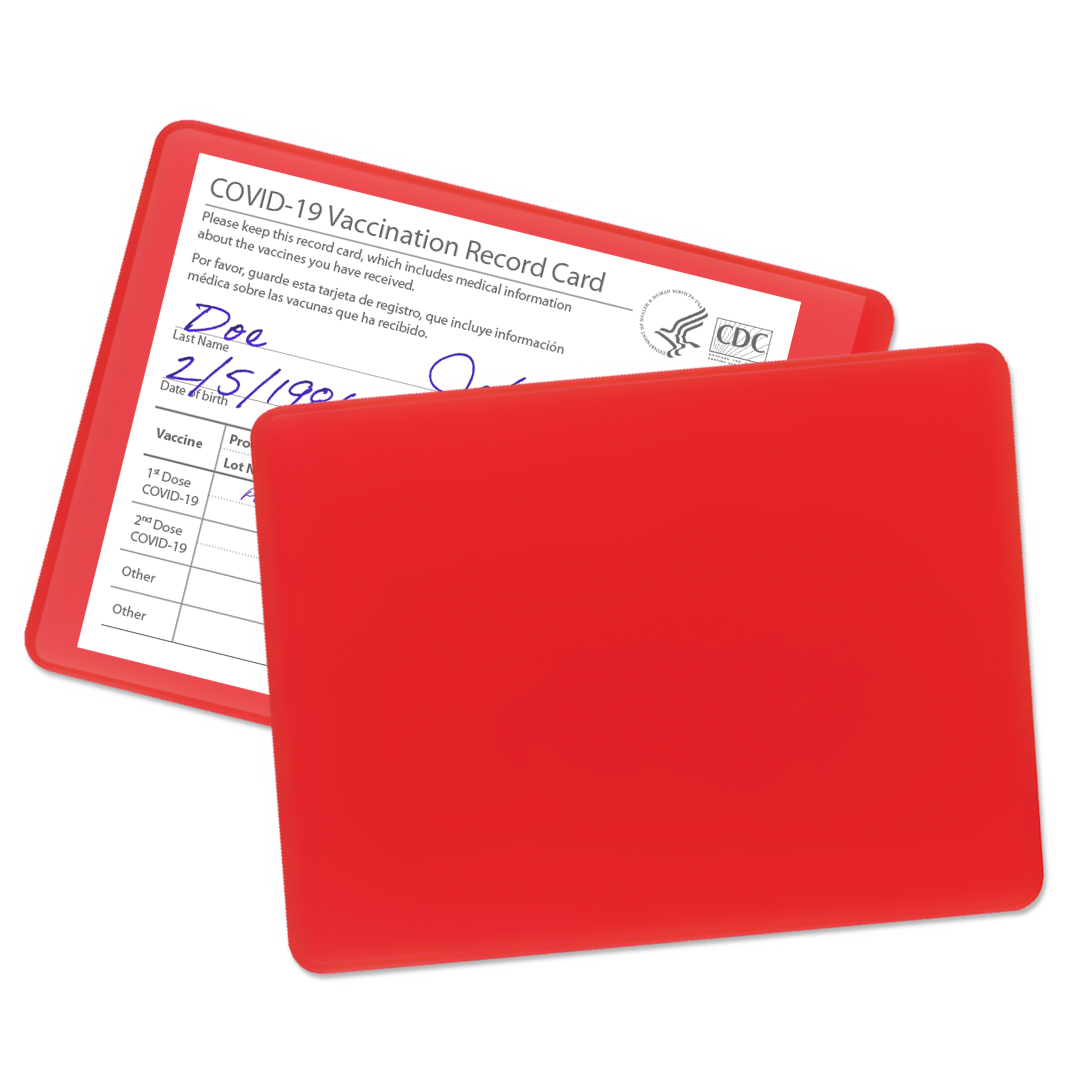 Red color option for Small Vaccination Card Holder