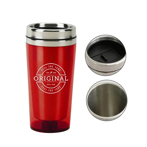 Red color option for 16oz. Roller Travel Mug B172