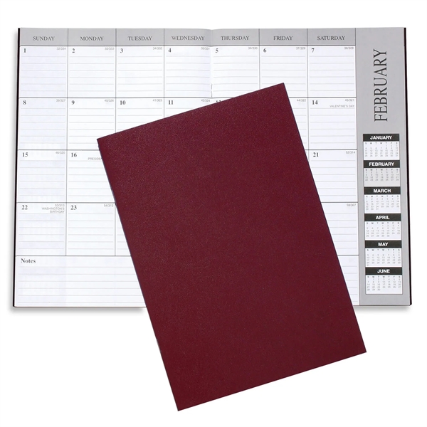 Burgundy color option for Leatherette Monthly Desk Planner