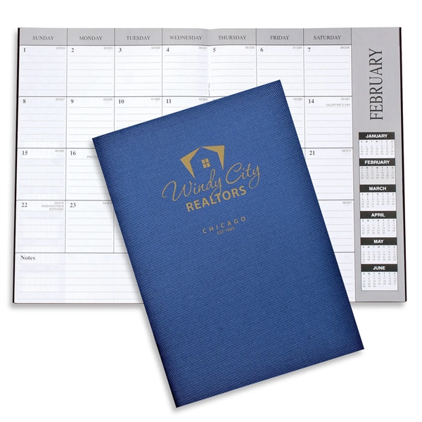 Metallic Weave Royal Blue color option for Leatherette Monthly Desk Planner