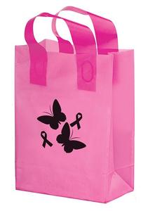 Photo of Pink Awareness Color Frosted Soft Loop Shopper Bag (8" W X 4")