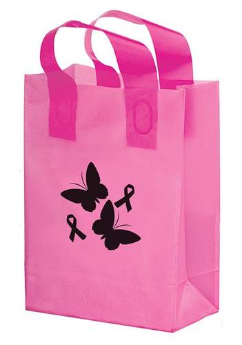 Photo of Pink Awareness Color Frosted Soft Loop Shopper Bag (8" W X 4")