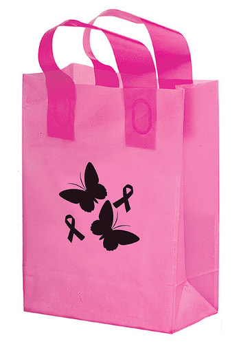 Photo of Pink Awareness Color Frosted Soft Loop Shopper Bag (10" W X 5")