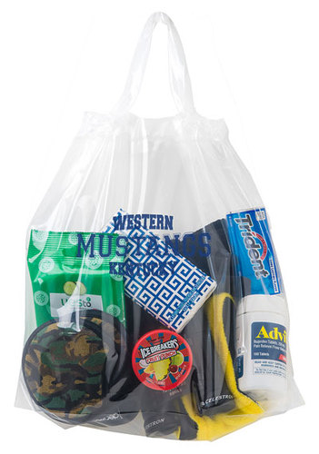 Photo of Crystal Clear Poly Draw Tape Bag (12" X 12")