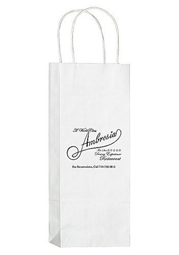Photo of White Kraft Paper Wine Tote   1 Bottle
