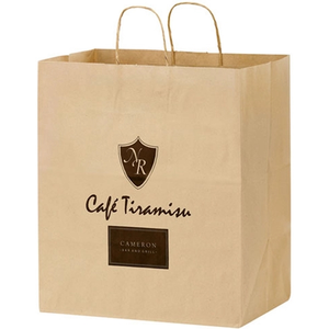 Photo of Natural Kraft Paper Take Out Twisted Paper Handle Shopper