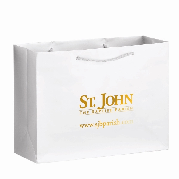 White color option for Gloss Laminated Euro Tote Bag |16x6x12|