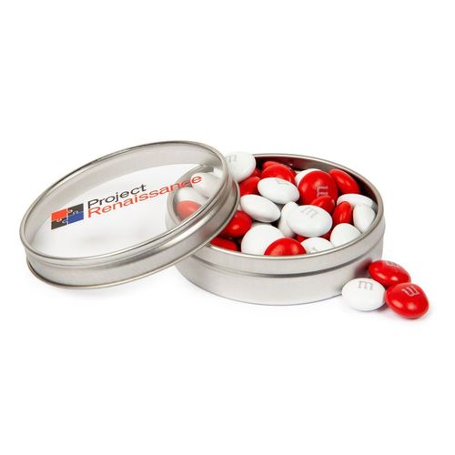 Photo of Silver Tins With Custom Printed Lid  1.5oz. Color Choice M&M's®