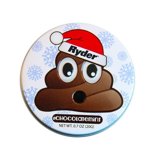 Photo of Santa Poop Emojy Tin With Chocolate Mints