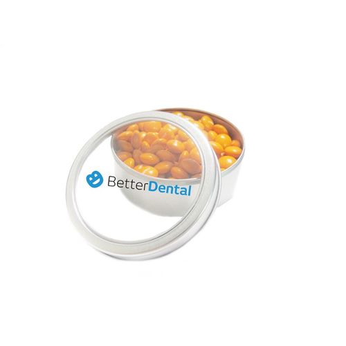 Photo of Large Top View Tin   Imprinted Chocolate Buttons