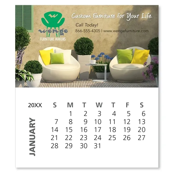 White color option for Bic Business Card Magnet With 12 Sheet Calendar