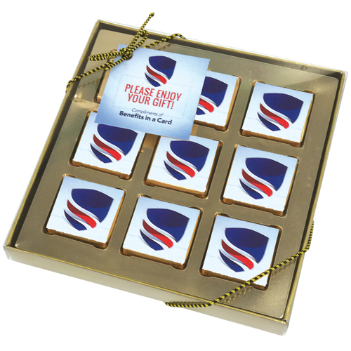 Photo of Nine Piece Chocolate Foiled Square Gift Box