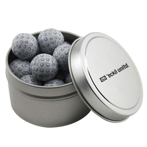 Photo of Round Tin With Chocolate Golf Balls