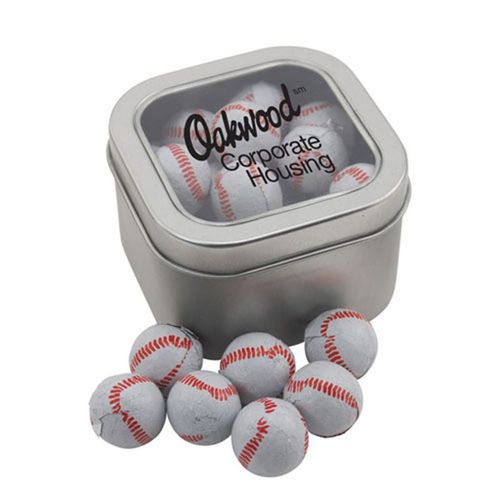 Photo of Window Tin With Chocolate Baseballs