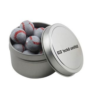 Photo of Round Tin With Chocolate Baseballs
