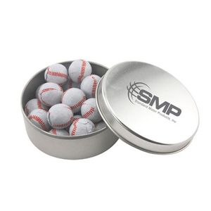 Photo of Round Tin With Chocolate Baseballs