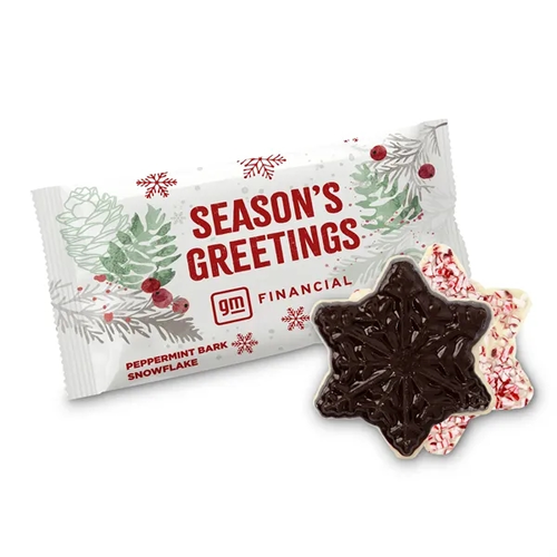 Main photo of 75 Oz Full Color Wrapped Peppermint Bark Snowflake