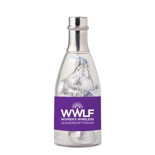 Clear-Silver color option for Champagne Bottle With Hershey Chocolate Kisses