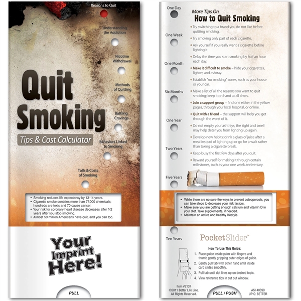 Multi color color option for Pocket Slider Quit Smoking: Tips And Cost Calculator