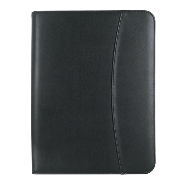 Black color option for Leather Look Zippered Portfolio With Calculator