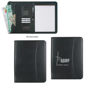 Photo of Leather Look Zippered Portfolio With Calculator
