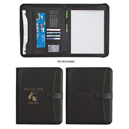 Main photo of Pebble Grain Zippered Portfolio With Calculator