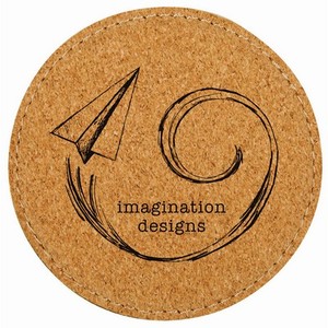 Photo of 4" Round Cork Coaster With Stitching