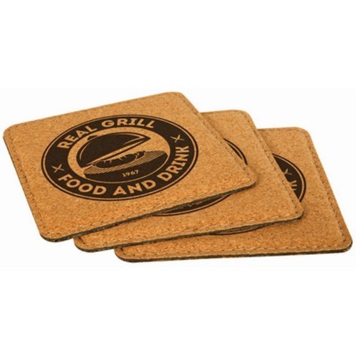 Photo of 4" X 4" Cork Coaster With Stitching