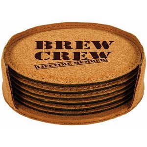 Photo of 4" Round Cork 6 Coaster Set