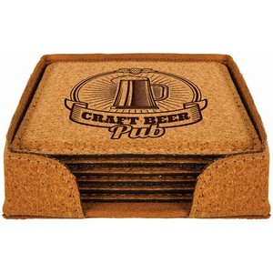 Photo of 4" X 4" Square Cork 6 Coaster Set