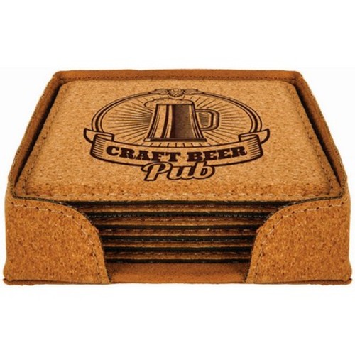 Photo of 4" X 4" Square Cork 6 Coaster Set
