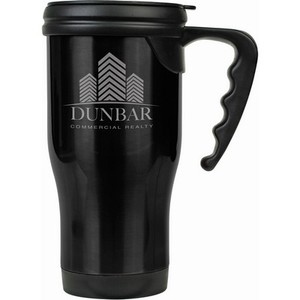 Photo of 14 Oz. Black Laser Engraved Stainless Steel Travel Mug With Handle