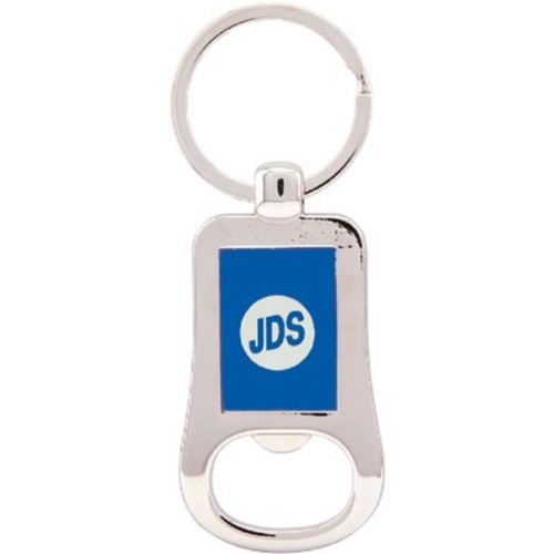 Photo of 2 1/8" Silver/Blue Laser Engraved Bottle Opener Keychain