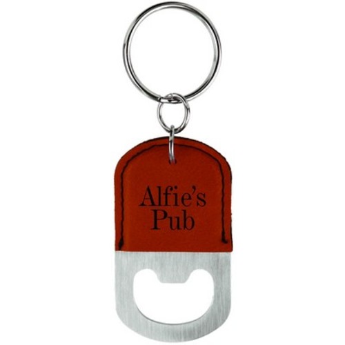 Photo of 2.5" X 1.5" Rawhide Leatherette Bottle Opener Keychain