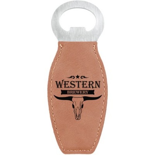 Photo of 4 5/8" Light Brown Leatherette Bottle Opener W/Magnet